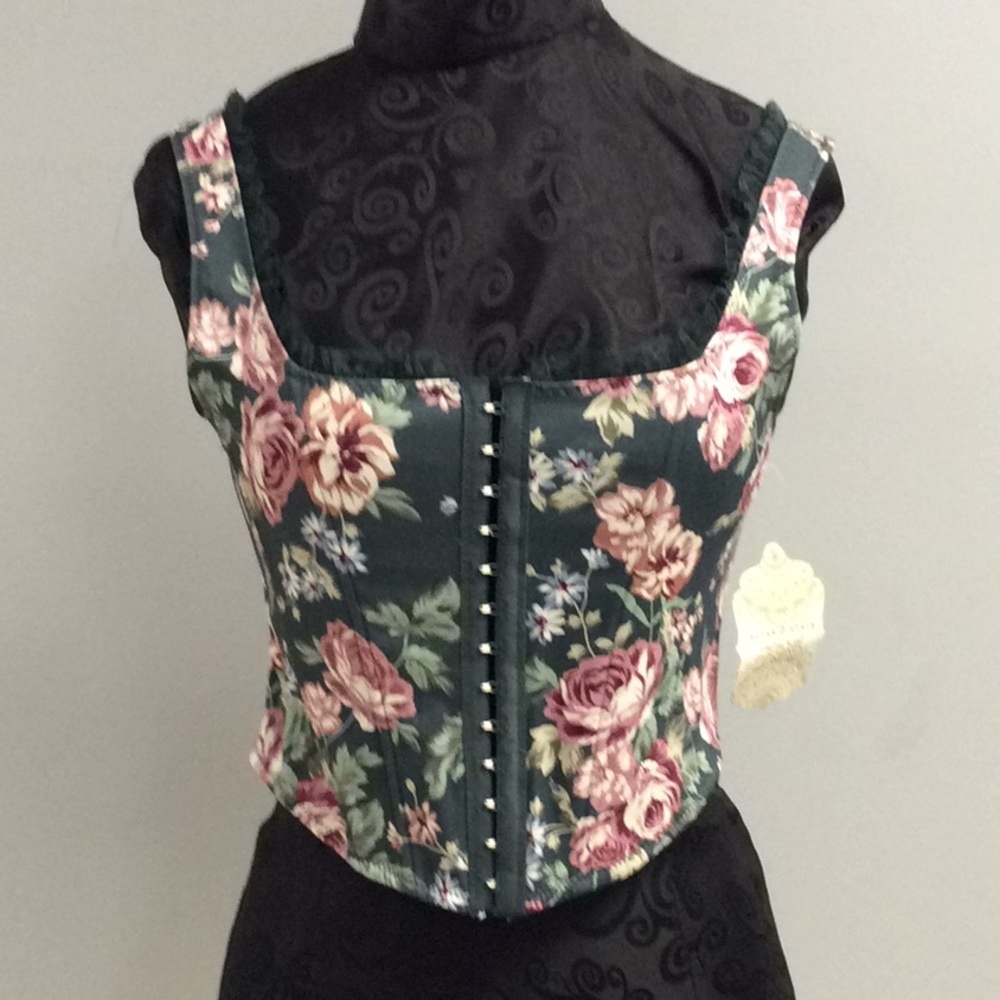 Altar’d State Emerald and floral corset top.